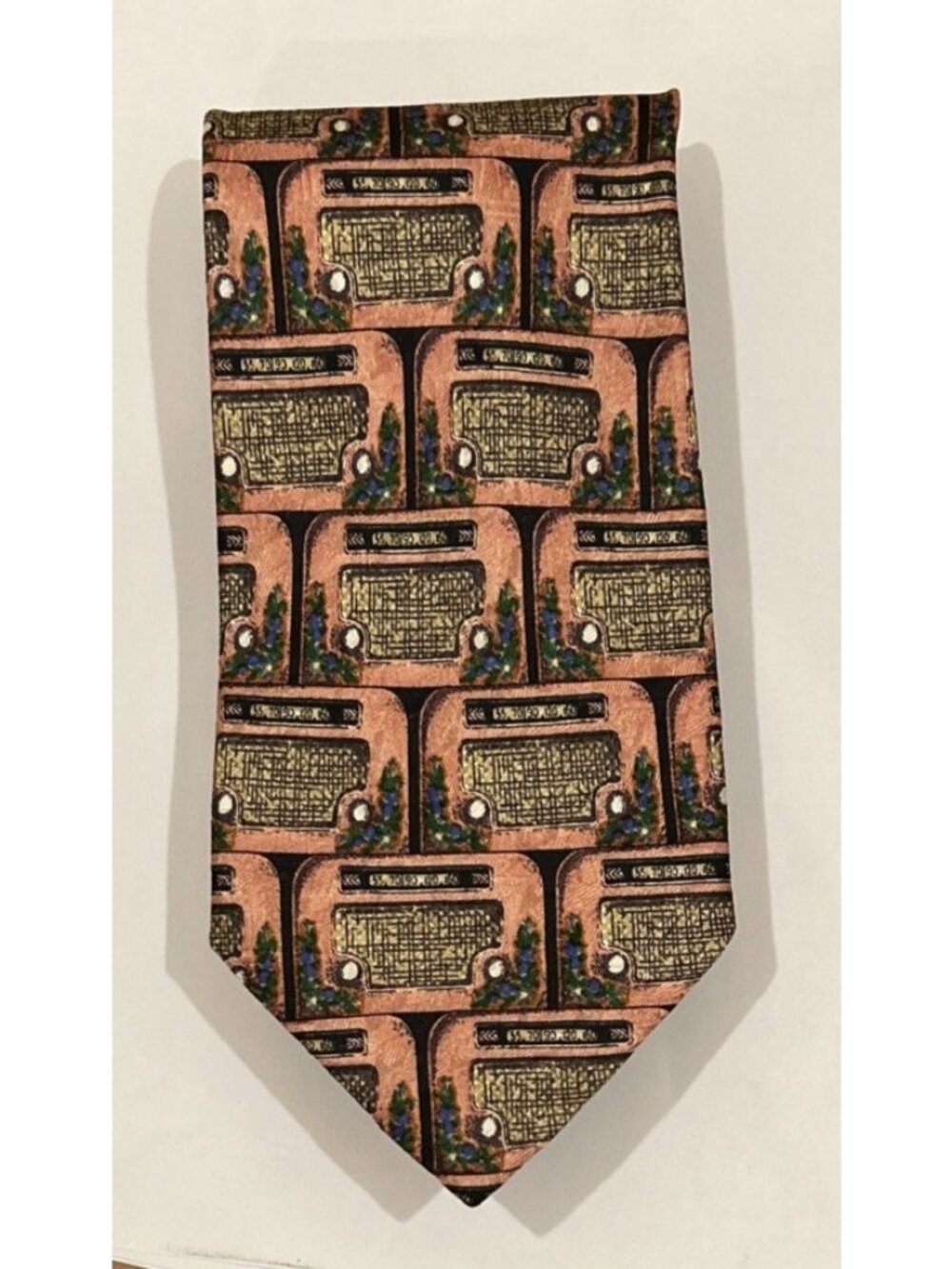 ERMENEGILDO ZEGNA Mens 100% Silk Necktie ITALY Luxury Vintage Old Time Radio